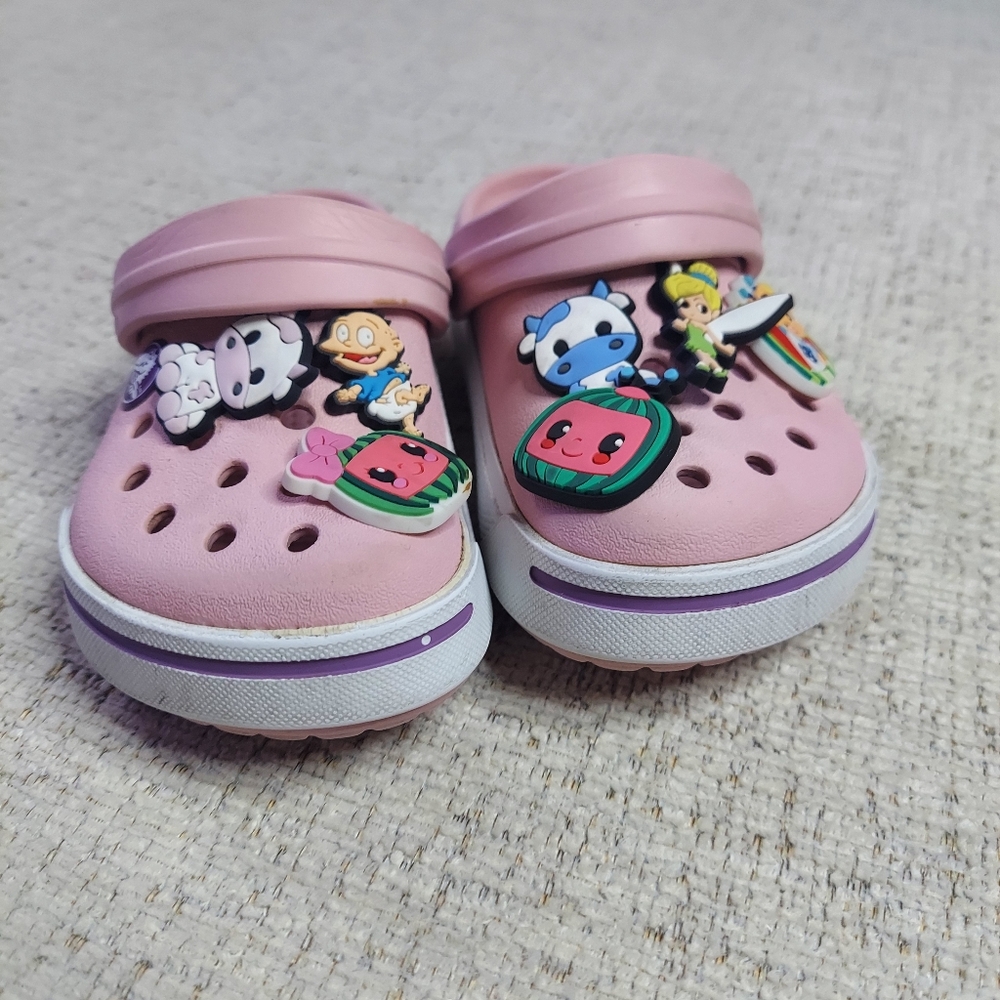 Crocs Girls Pink & White Shoes Size 8